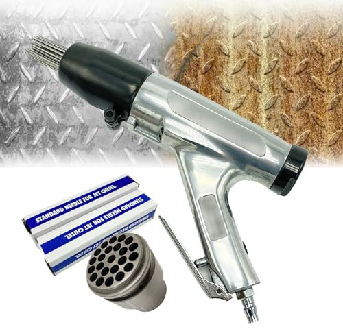 HDaspijh Air Needle Scaler +3 x180mm Needle (100Pc)+ 3mm Needle Holder, Pneumatic Jet Chisel Needle Derusting Gun, For Removing Rust, Paint, Corrosion,Burrs