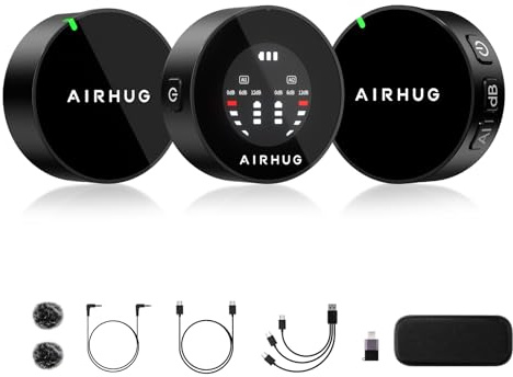 Wireless Lavalier Microphones, 3 in 1 Wireless Microphone System, AI Noise Reduction, Lavalier 2 Transmitters & 1 Receiver Mic for Video Recording/Streaming/Vlog/TikTok/YouTube/Interview… B0D2NVDTR4