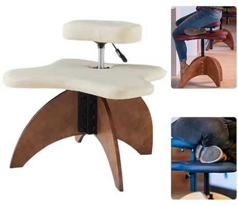 Bürostuhl Ergonomisch mit Gekreuzten Beinen Multifunktions Kniestuhl Höhenverstellbar Yoga Bürostuhl Geeignet für Haus und Büro (Color : Beige)