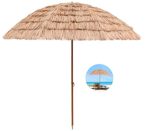 Grand Parasol De Jardin Exterieur Anti Uv Parasol Paille Exotique Hawaii Parasol De Plage Inclinable Parasol Terrasse Hauteur Réglable Imperméable Pour Jardin Terrasse Exterieur/avec Sac De Transport(