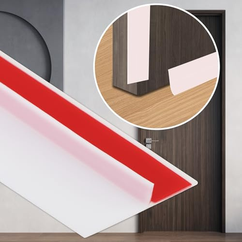 Coengwui Duschabweisender Zugluftstopper zum Aufkleben, T-förmige Silikon-Dichtungsstreifen, doppelseitiger selbstklebender Dichtstreifen für Spalten (Weiß, 5cm x 6.1m)