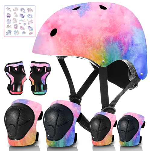 ETEETOW justerbar gradient färg barn/småbarn cykelhjälm för 1-2-3-5-8-14 år pojkar flickor, skateboardhjälm med knä och armbågsskydd handledsskydd rullskridskor, cykling, skridskoåkning scooter