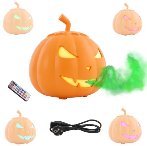 800W Nebelmaschine, Fog Machine mit LED RGB Lichtern und Fernsteuerung, Automatischer Sprühfunktion, Nebelmaschine Mini, Halloween Deko Outdoor, für Halloween, Weihnachten, Hochzeit