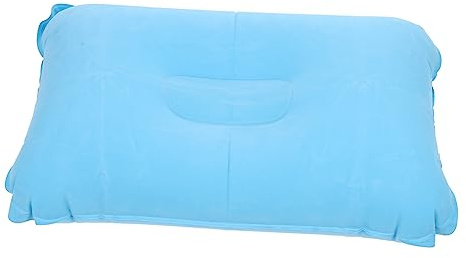 Levemolo Aufblasbares Reisekissen Camping Kissen aus Blauem PVC mit Weichem Flockmaterial Tragbares und Atmungsaktives Büro und Outdoor Kopfkissen für Bequeme Erholung Unterwegs