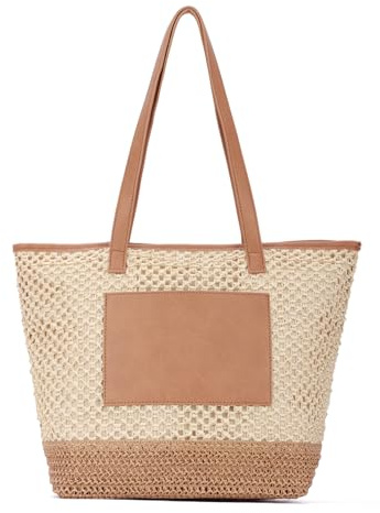 LHHMZ Sac fourre-tout en paille pour femmes, Sac à bandoulière en paille tissée, Grand sac de plage d'été, Sac de plage de voyage