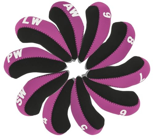 PATIKIL 10 Pcs Housse pour Tête De Club De Golf Housse pour Driver Rose | En Néoprène, Numéro Housses Pour Fers De Golf Avec Trou, Cadeaux Pour Amateurs De Golf Pour Hommes Femmes