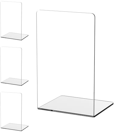 EH Design Buchstützen aus Acryl 2er Set transparent rutschfest für Regale