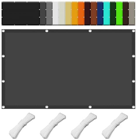 Sun Shade Sail Waterproof Square 7 x 7 m Wasserabweisendes Sonnensegel Markisenstoffe Meterware Schattentuch Leicht Und Haltbarkeit für Patio Hinterhof Rasengarten, Dunkelgrau