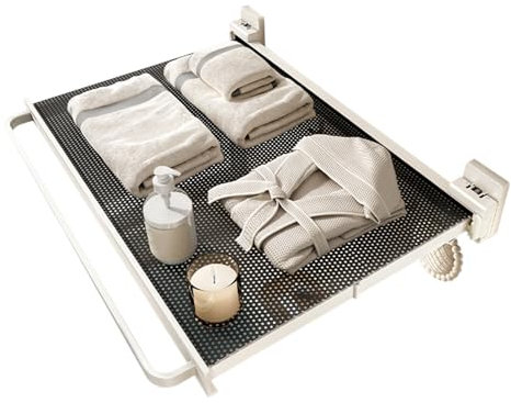 Verstellbarer Wäscheständer Mit Saugnapf, Wandtrockner Einklappbar Mit Beweglichen Haken, Stabile Tragfähigkeit, Unsichtbare Aufbewahrung, Wäschetrockner Einziehbar Aus Raumfahrt-Aluminium(60cm/23.6in