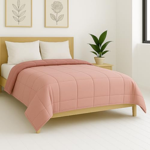 Generico FORTE - Copriletto Matrimoniale Bicolore Ideale per la Mezza Stagione (Pesantezza: 100gr/m²) Trapuntino 255x270cm Realizzato in Italia, Colorazioni Moderne (Cipria/Rosa)