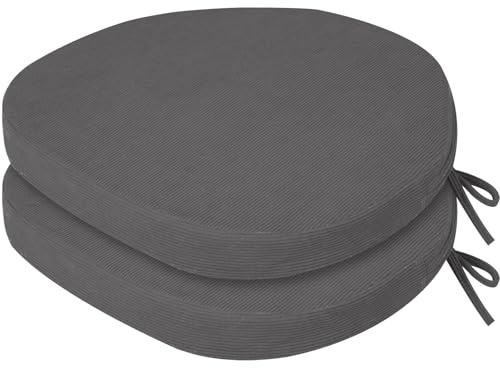 PRIMEPATIO Sitzkissen Stuhl Indoor, Hochdichter Schaumstoff-Stuhlauflage für Küchenstuhl, Esszimmerstuhl und Outdoor Gartenstuhl mit Bändern und Waschbar Bezug, Stuhlkissen 40x40x5cm 2er, Anthrazit