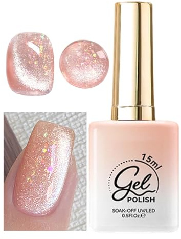 Vernis Gel Magnétique, 15ml Laque Magnétique Iridescente, Couleur Manucure Durcissable UV/Résistante pour Usage Quotidien à la Maison et en Professionnel
