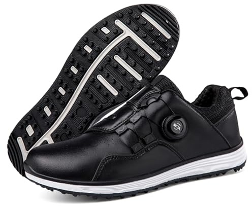 Solamni Spikeless Golf Shoes Mens UK Breathable Slip Resistant Casual Golf Trainers Size 8 Black