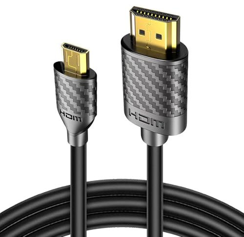 Micro HDMI to HDMI Cable, 4K@60Hz 18Gbps HDMI 2.0 Lead 1M MicroHDMI Adapter Cord Gold-Plated Plugs for Laptop HDTV Monitor Projector GoPro Hero 7/6/5 Raspberry Pi 5 4 Sony Canon Nikon HDR Video