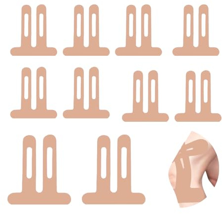 KLINNA PreCut - Cinta de kinesiología para el dolor de rodilla, 10 unidades, resistente al agua y elástica, cinta de fisioterapia profesional precortada para rodillas como parche muscular (color piel)
