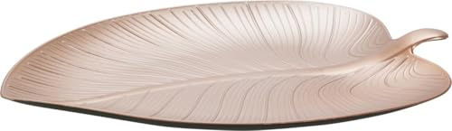 Envenzo Leaf Charger Plates Set of 4 – 32cm Decorative Table Placemats – Gold, Grey, Rose Gold – Plastic PP Charger Plate for Wedding, Party, Christmas Decor (Rose Gold)