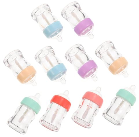 CLISPEED 10pcs Mini Feeding Bottle Lip Gloss Containers Plastic Empty Lip Container Vials Cute DIY Cosmetic Bottles for Balm Makeup Storage Random Color