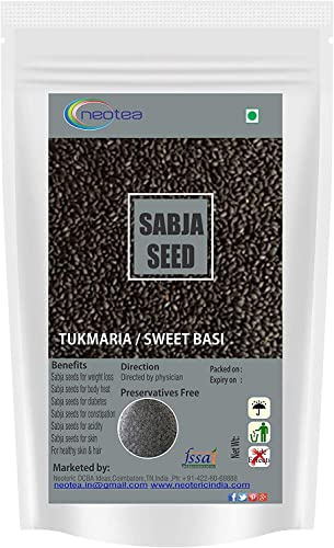 Neotea Edible Basil Seeds | Tukmaria Sabja Seeds Rich in Fiber | Non-GMO | Gluten-Free & Keto-Friendly | Natural Seeds for Drinks, Desserts & Smoothies (100 GM(3.52 OZ))