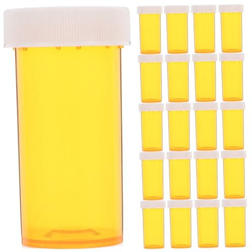 SEWOART Contenedor Protector de Medicamentos Portátil de 25 Piezas, Frascos Vacíos de Pp Cierre Seguro y Capacidad de 13 Drams para Botiquín de Viaje