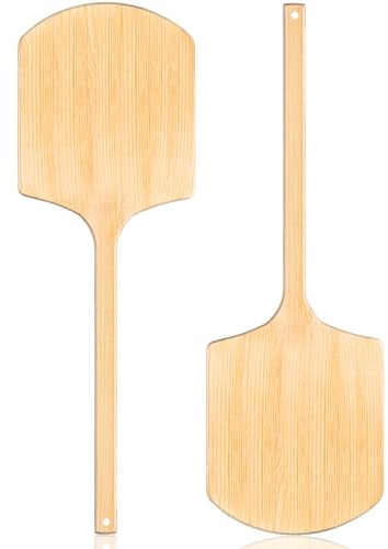 Bokon 2 Pack Wooden Pizza Peel, 16 x 14 Inch Large Pizza Paddle Set with 4 Inch Wooden Handle for Oven, Stone, Pan or Grill, Spatula for Baking Bread and Cake - Indoor & Outdoor