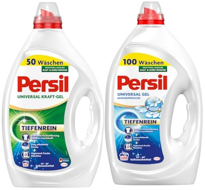 PERSIL Universal Kraft-Gel Morgenfrische 100 WL 4,5 L + Kraft-Gel 50 WL 2,25 l – Extra sauberes Waschmittel Set für weiße & bunte Wäsche