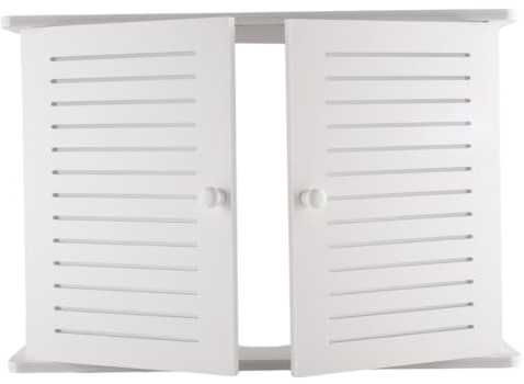 Xoeryoy Router-Schrank, WLAN-Router-Regal mit 2 Ebenen, 18, 5 x 3, 5 x 10, 6 Zoll, wandmontierter Sicherungskasten-Abdeckungsschrank mit doppelter Hohltür für Zuhause und Büro