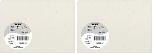 Carte Pollen 110x155, 210 g/m², Natura recyclé, en paquet cellophané de 25 (Lot de 2)