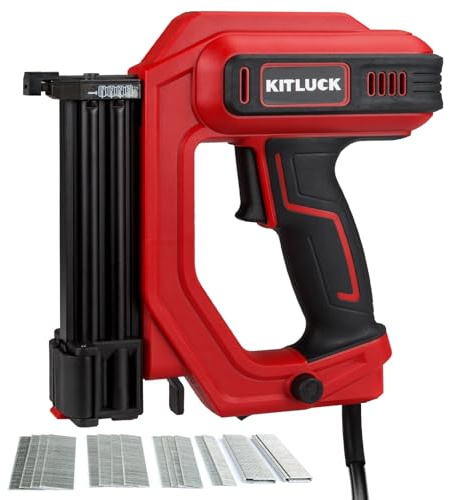 KITLUCK Brad Nailer, 2 in 1 120V Electric Staple Gun/Nail Gun with 1400pcs 18 Gauge Straight Nails and 400pcs Narrow Crown Staples for Woodworking, DIY and Upholstery