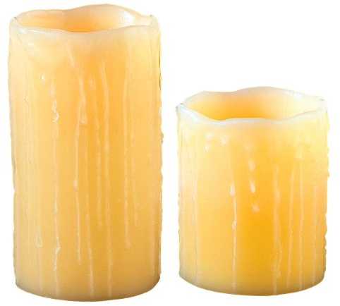 Britesta LED Wachskerzen: 2er-Set LED-Echtwachskerzen Glow by Blow, Luftzug-Sensor, 10 & 15 cm (Wachskerzen mit Flackereffekt, Kerze zum Auspusten, Docht)