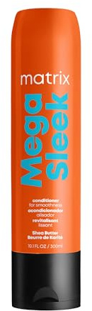 Matrix Mega Sleek Conditioner - Smoothing and Detangling, Moisturizes and Adds Shine, For Dry, Damaged & Frizzy Hair, Salon Professional Conditioner, With Shea Butter, Vegan, 10.1 Fl Oz