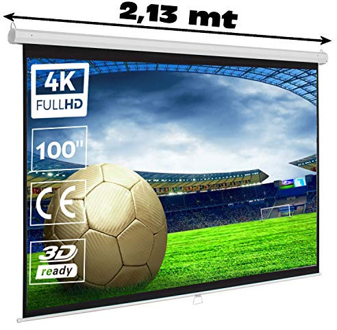 Pantalla de proyeccion Manual Luxscreen 100 Pulgadas, área Visible Blanca 197 x 147cm, cajetin de 2,10 Metros