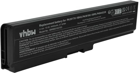 vhbw Akku kompatibel mit Toshiba Satellite L775D-10J | L775D-107, L775D-106, L775-166, L775-15U Notebook (4400 mAh, 10,8 V, Li-Ion)