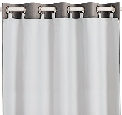 Melodieux Grayish White Room Darkening Curtain Liner for 96 Inch Long Curtains, 80% Light Blocking, Tab Top with 8 Rings, 50 W x 92 L, 1 Panel