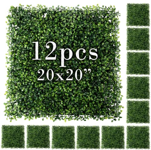 Houseables Grass Wall Panels, Boxwood Panels, Greenery Wall, Grass Backdrop, Greenery Backdrop, Artificial Green Decor, Faux Hedge, Fake Plant Squares, Indoor and Outdoor Decoration, 20x20, 12 Pack