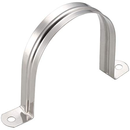 sourcing map 80mm(3.1) Rigid Pipe Strap, 2 Holes 304 Stainless Steel Tension Tube Clip Clamp 4pcs