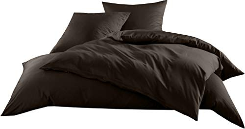 Bettwaesche-mit-Stil Mako-Satin Baumwollsatin Bettwäsche Uni einfarbig zum Kombinieren (Bettbezug 135 cm x 200 cm, Espresso Braun) viele Farben & Größen