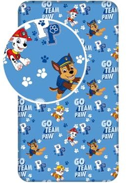 L-S Kids Boutique Paw Patrol Spannbettlaken, 90 x 200 cm, für Einzelbett, 100% Baumwolle