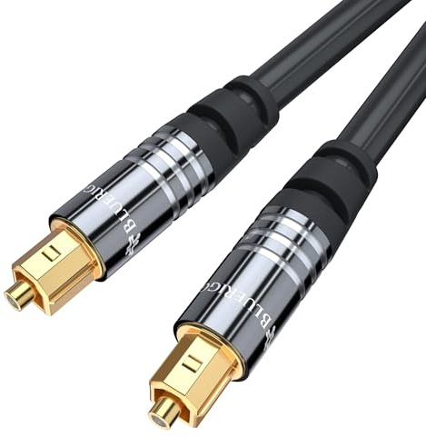 BlueRigger Digital Optical Audio Toslink Cable (10.5M, Fiber Optic, Aluminum Shell, 24K Gold-Plated) - Compatible with Home Theatre, Sound Bar, TV, Xbox, Playstation PS5/PS4 – Premium Series