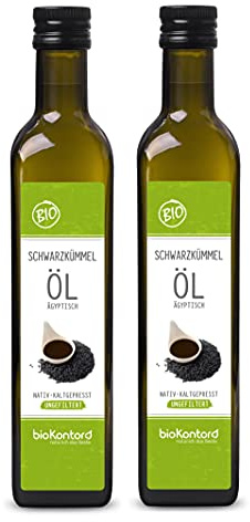 bioKontor – BIO Schwarzkümmelöl kaltgepresst 1L (2x500ml) – UNGEFILTERT | ägyptisches Schwarzkümmel Öl nativ – Nigella Sativa – deutsche Abfüllung – Black Seed Oil für Salate & tägliche Anwendung