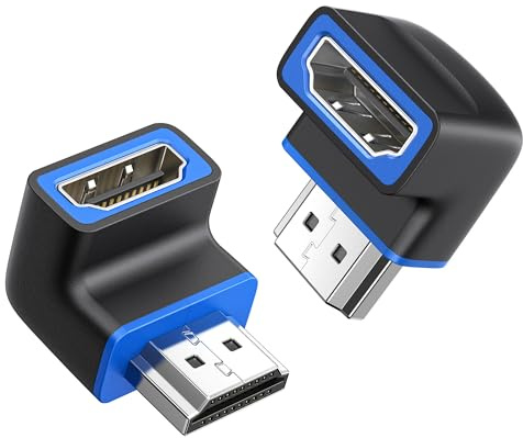 Cable Matters Lot de 2 Adaptateurs HDMI 2.1 coudés 8K, 48Gbps, 90° | 8K@60Hz, 4K@240Hz, HDMI mâle vers femelle, HDR, VRR et ALLM, angle 90° idéal pour les espaces restreints