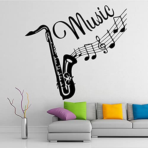 QIANGTOU Posaune Musikinstrument Wandaufkleber Kinder Schlafzimmer Abnehmbare Vinyl Mode Musik Wandtattoo Selbstklebende Tapete 58x62cm