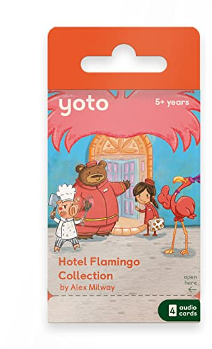 Yoto Player The Hotel Flamingo Collection von Alex Milway - 6 Kids Hörbuch Geschichte Karten für Yoto Spieler Kinder Lautsprecher Würfel | Spielzeug Geschenk für Jungen und Mädchen ab 0 Jahren