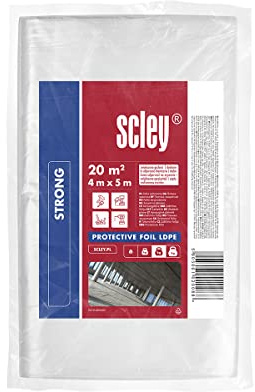 Scley Abdeckfolie, 4 Stück Plastikplane, Staubschutzfolie, Breite 4m, Länge 5m, 20qm, Materialdicke 4my, Plastikfolie, 20qm, Abdeckfolie Maler, LDPE, Baufolie transparent, Malerplane, A0410-400405