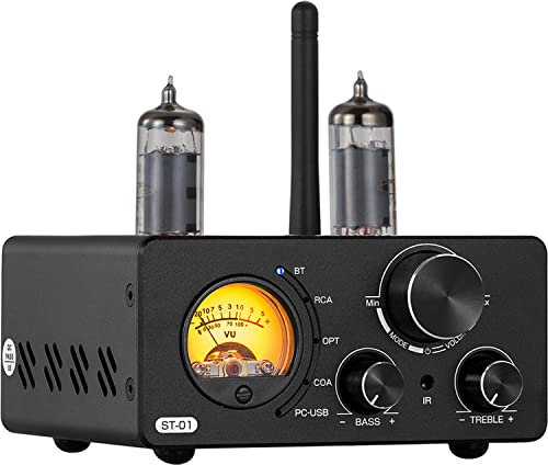 Amplificatore valvolare Bluetooth 5.0, ome Audio Digital Amp con 2.0 canali USB DAC Stereo HiFi H RCA/COA/OPT/PC-USB con VU Meter, per Altoparlanti Domestici Subwoofer