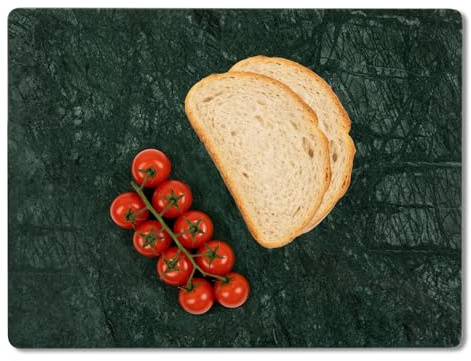 Adolif Tabla de cortar de mármol verde de 12 x 16 pulgadas, tabla de repostería de losa de mármol con patas antideslizantes para hornear, queso, embutidos, chocolate