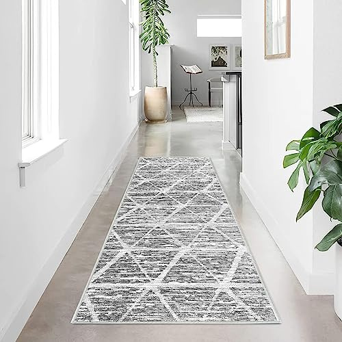 Tinyboy-hbq Teppich läufer für Flure rutschfest,Waschbar Läufer Flur Lange Weiche Kücheläufer für Schlafzimmer Flure Wohnzimmer Küche,Elfenbein Grau,60 x 180 cm