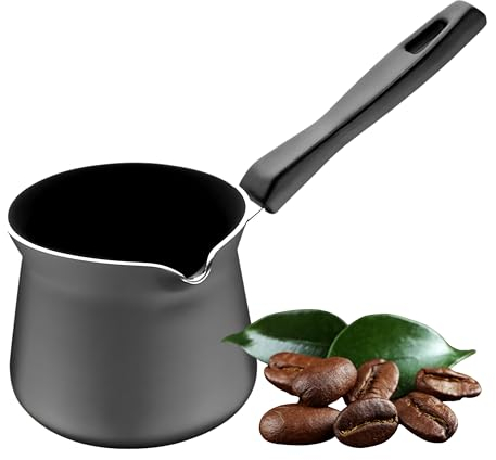 Non-Stick Greek/Turkish Coffee Pot (535ml) – Traditional Cezve Ibrik Style Stovetop Coffee Maker for Greek, Arabic & Turkish Coffee | Espresso, Mocha, Hot Chocolate & Milk Warmer