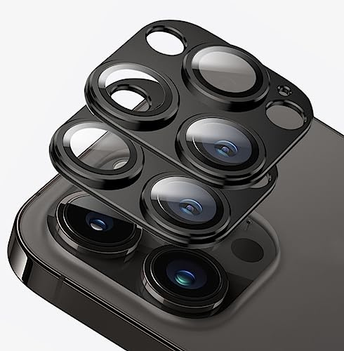 D.SKING 2 Pack for iPhone 14 Pro Max/iPhone 14 Pro Camera Lens Protector,Glass Aluminum alloy & Sapphire Tempered Glass Camera Cover,Strong Adhesion Scratch Resistant Case Friendly Ultra thin (Black)