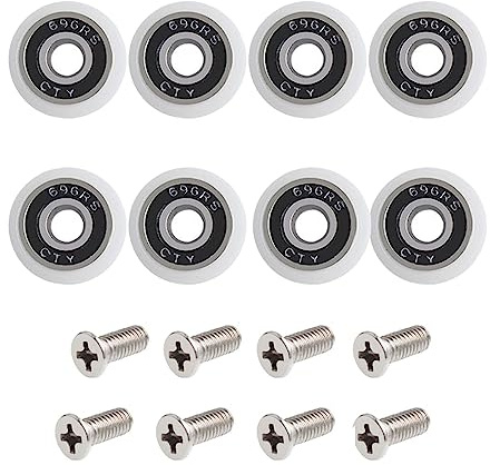 BBTISG Lot De 8 Roulettes Pour Porte De Douche Avec Des Vis, 19mm De Diamètre Roulettes De Rechange Pour Porte De Douche Coulissante Pour Cabine De Douche