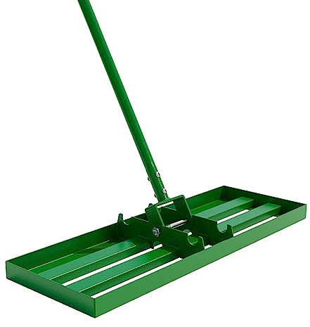 GAW Râteau de nivellement de pelouse vert, 76,2 x 25,4 cm, poignée de 2,2 m, râteau robuste pour pelouses, outil de nivellement de pelouse pour économiser les efforts, outil de nivellement pour cour,